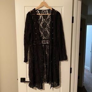 Beautiful Black Lace Duster - Size L